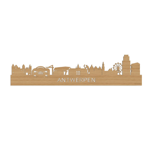 Skyline Antwerpen Bamboe houten cadeau decoratie relatiegeschenk van WoodWideCities
