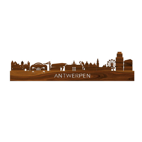 Skyline Antwerpen Palissander houten cadeau decoratie relatiegeschenk van WoodWideCities