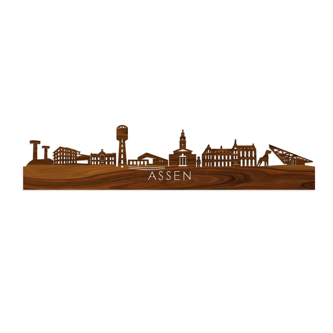 Skyline Assen Palissander houten cadeau decoratie relatiegeschenk van WoodWideCities
