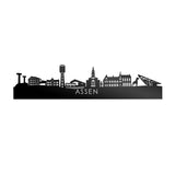 Skyline Assen Zwart glanzend gerecycled kunststof cadeau decoratie relatiegeschenk van WoodWideCities