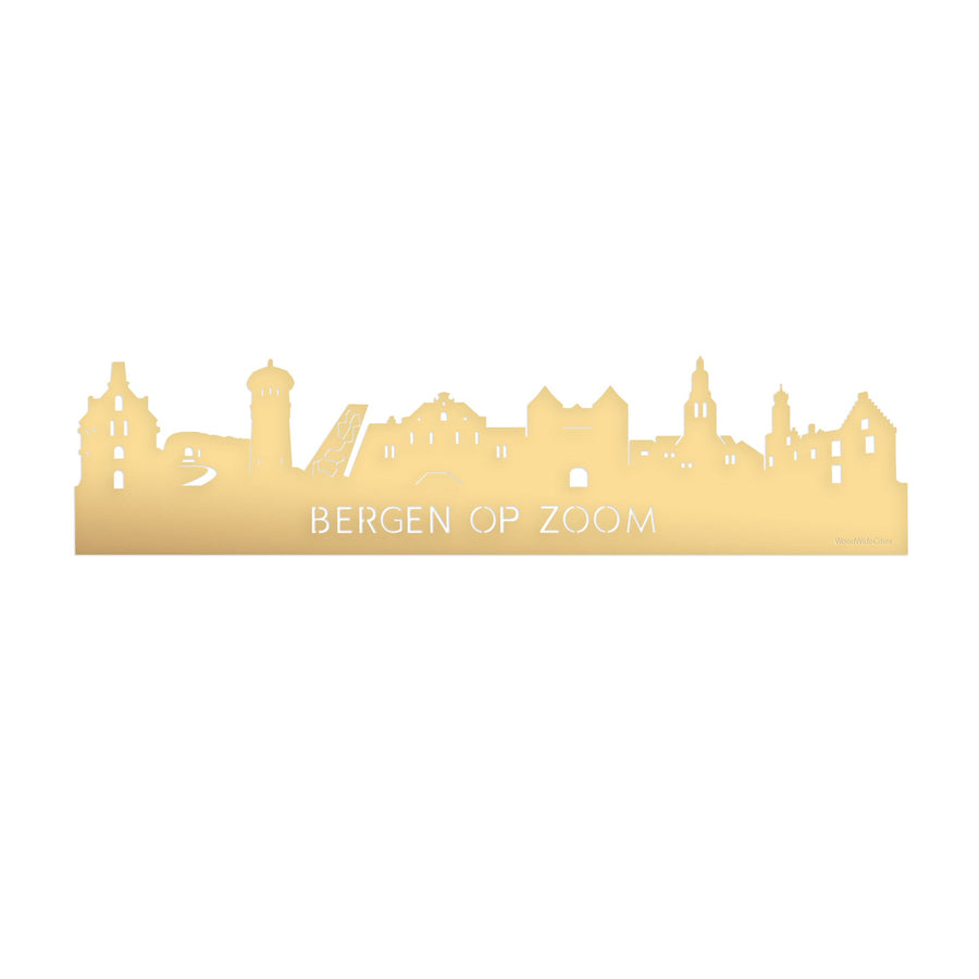 Skyline Bergen op Zoom Goud Metallic 80 cm Zonder verlichting houten cadeau decoratie relatiegeschenk van WoodWideCities