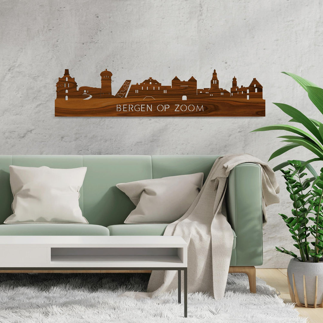 Skyline Bergen op Zoom Palissander houten cadeau decoratie relatiegeschenk van WoodWideCities