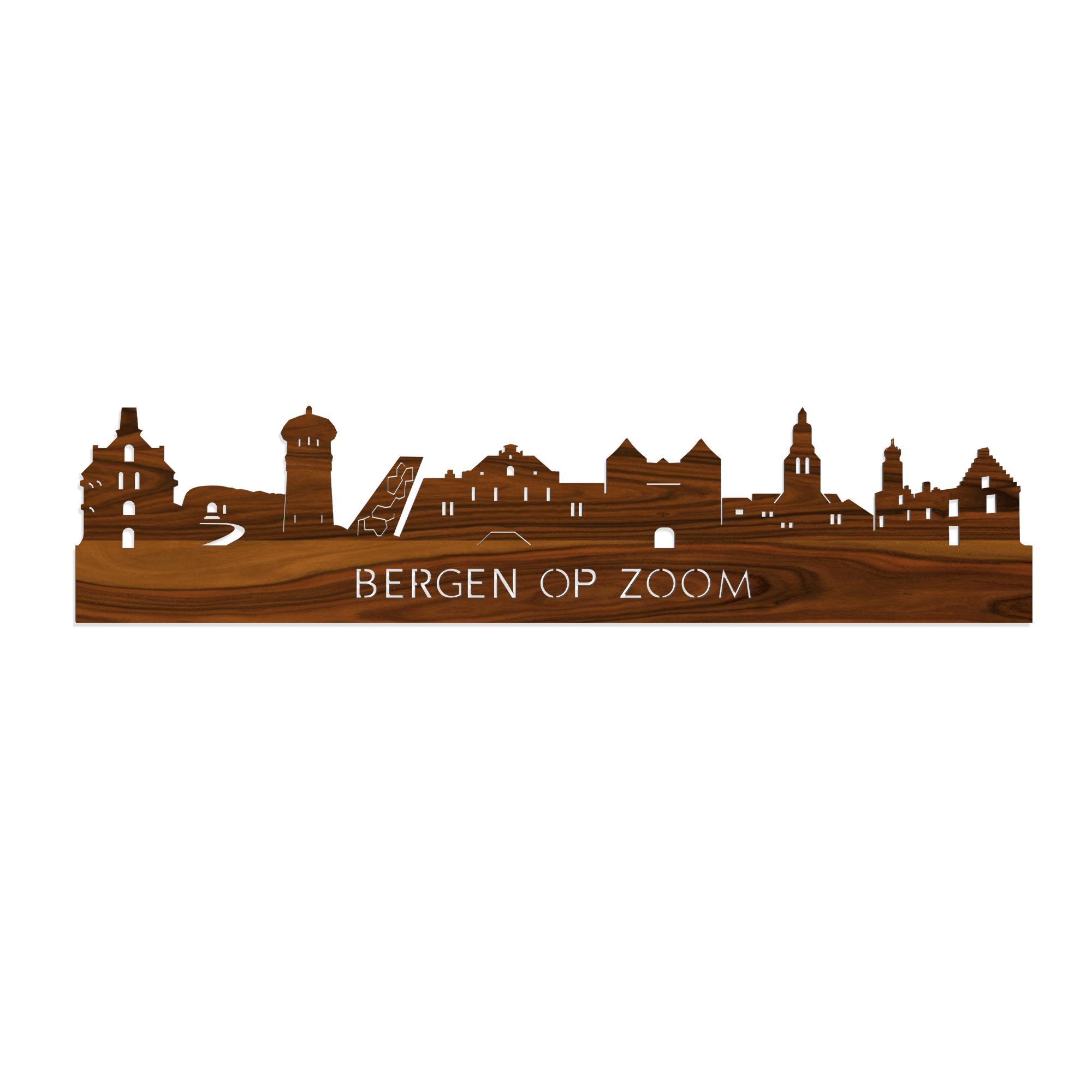Skyline Bergen op Zoom Palissander 80 cm Zonder verlichting  houten cadeau decoratie relatiegeschenk van WoodWideCities
