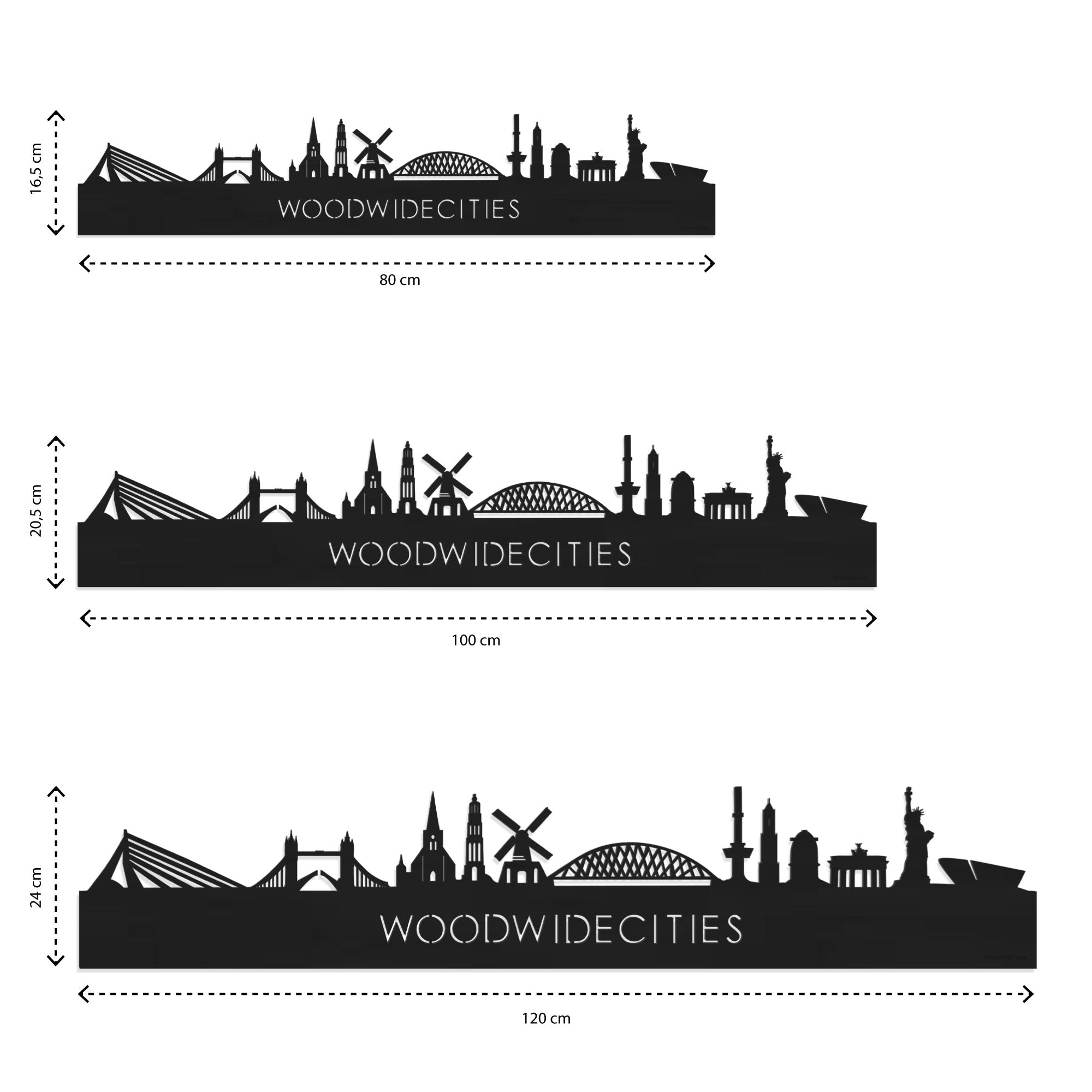Skyline Berlijn Zwart glanzend gerecycled kunststof cadeau decoratie relatiegeschenk van WoodWideCities