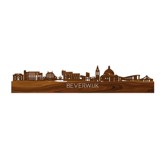 Skyline Beverwijk Palissander houten cadeau decoratie relatiegeschenk van WoodWideCities