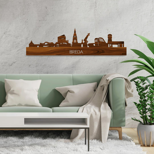 Skyline Breda Palissander houten cadeau decoratie relatiegeschenk van WoodWideCities
