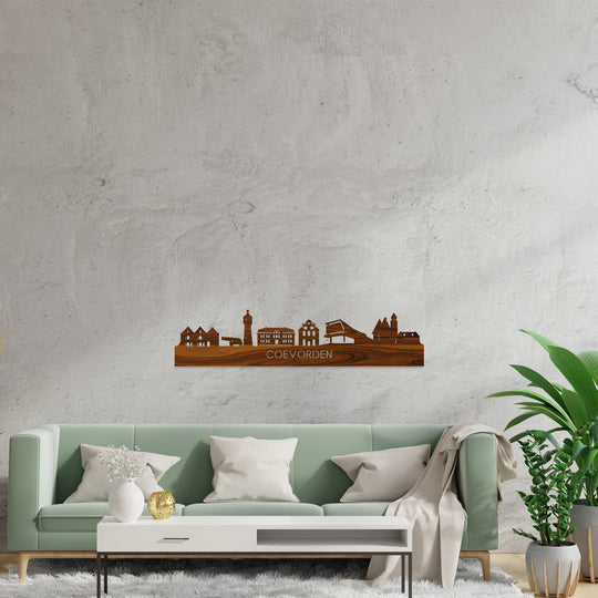 Skyline Coevorden Palissander houten cadeau decoratie relatiegeschenk van WoodWideCities
