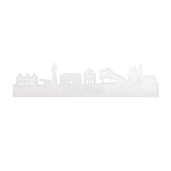 Skyline Coevorden Wit glanzend gerecycled kunststof cadeau decoratie relatiegeschenk van WoodWideCities