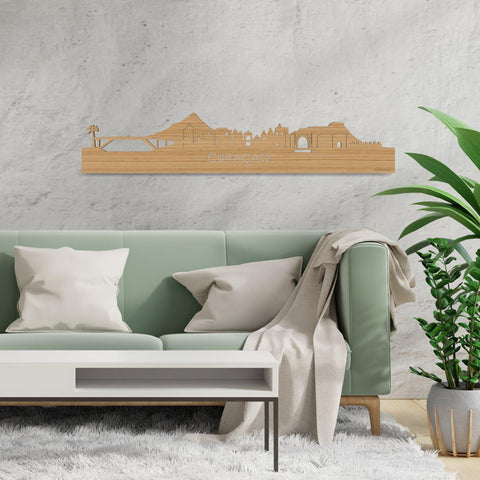 Skyline Curaçao Bamboe houten cadeau decoratie relatiegeschenk van WoodWideCities