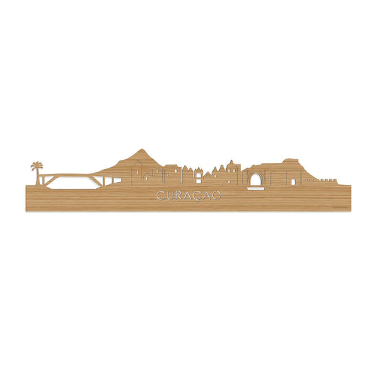 Skyline Curaçao Bamboe houten cadeau decoratie relatiegeschenk van WoodWideCities