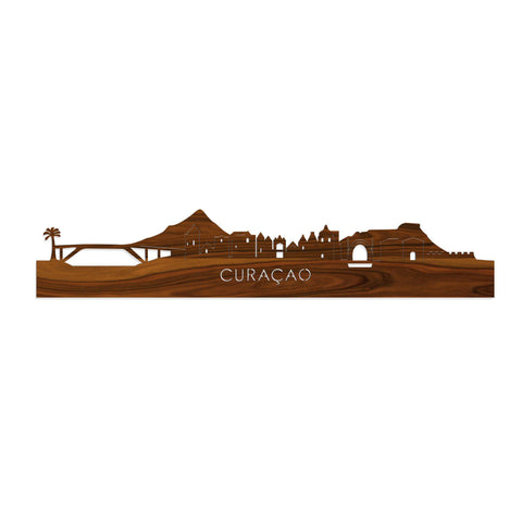 Skyline Curaçao Palissander houten cadeau decoratie relatiegeschenk van WoodWideCities