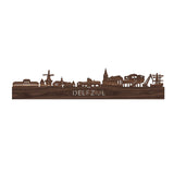 Skyline Delfzijl Noten 80 cm Zonder verlichting  houten cadeau decoratie relatiegeschenk van WoodWideCities