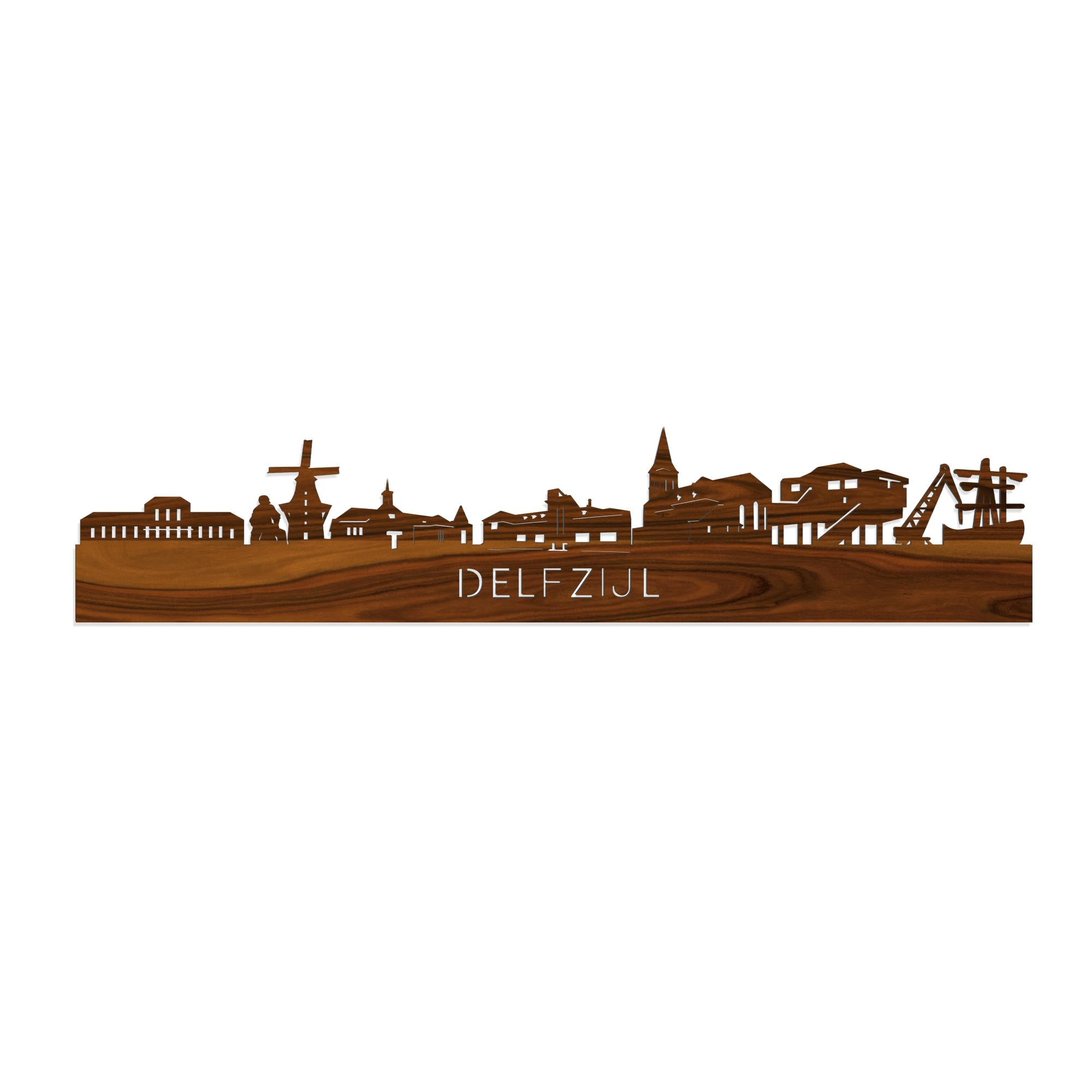 Skyline Delfzijl Palissander 80 cm Zonder verlichting  houten cadeau decoratie relatiegeschenk van WoodWideCities