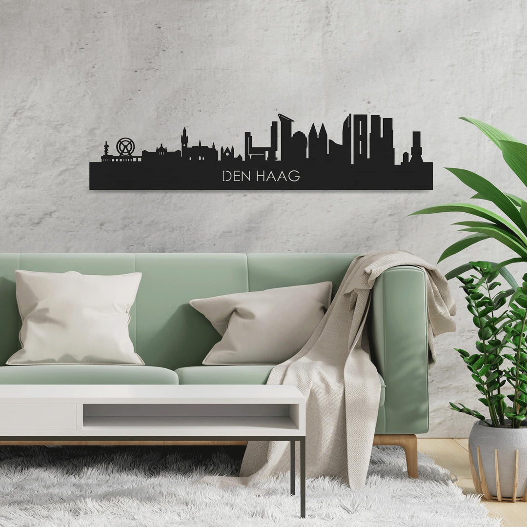 Skyline Den Haag Black houten cadeau decoratie relatiegeschenk van WoodWideCities