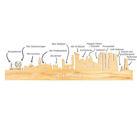 Skyline Den Haag Eiken houten cadeau decoratie relatiegeschenk van WoodWideCities