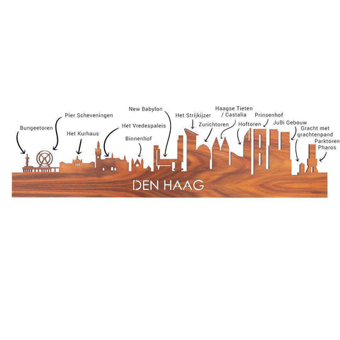 Skyline Den Haag Palissander houten cadeau decoratie relatiegeschenk van WoodWideCities