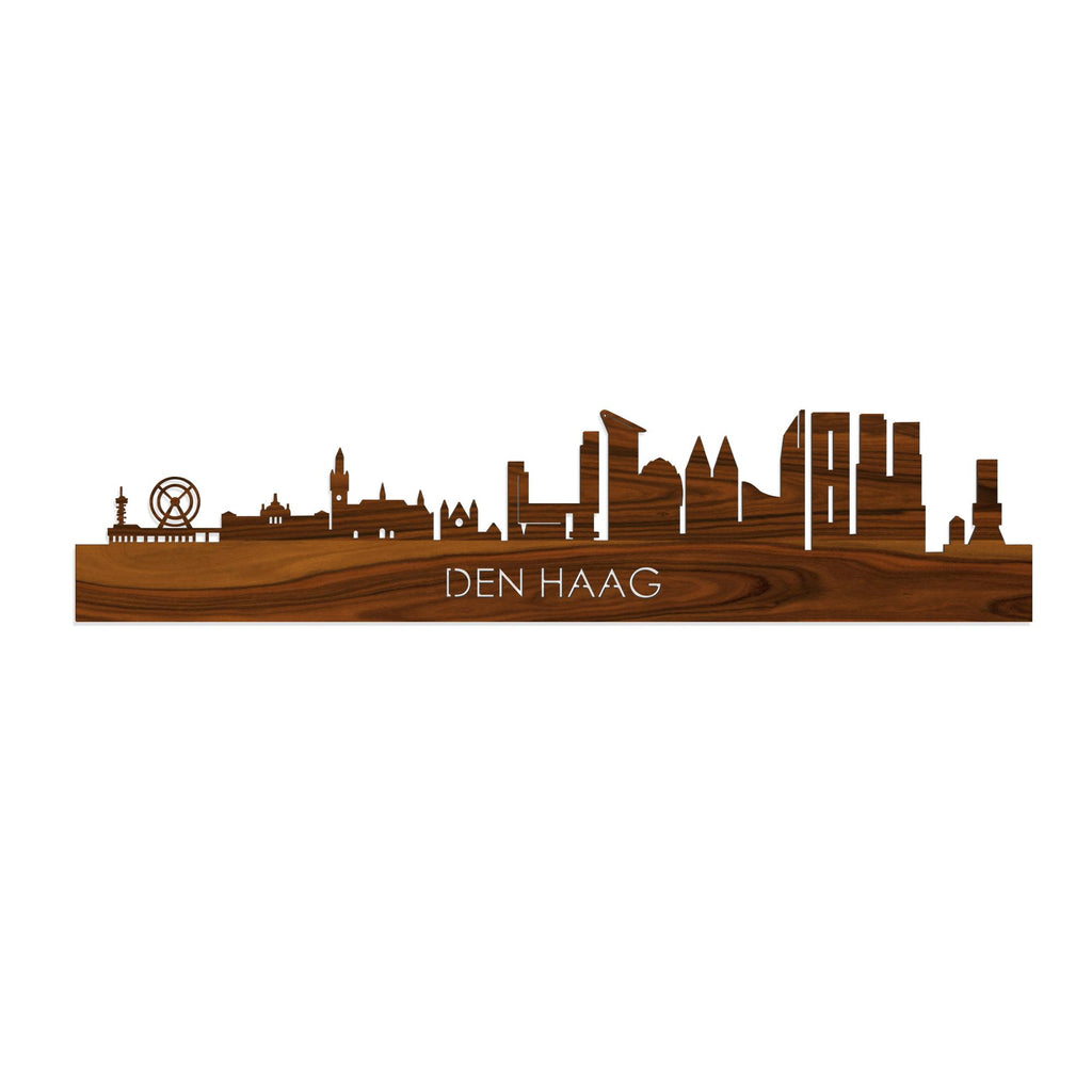Skyline Den Haag Palissander houten cadeau decoratie relatiegeschenk van WoodWideCities