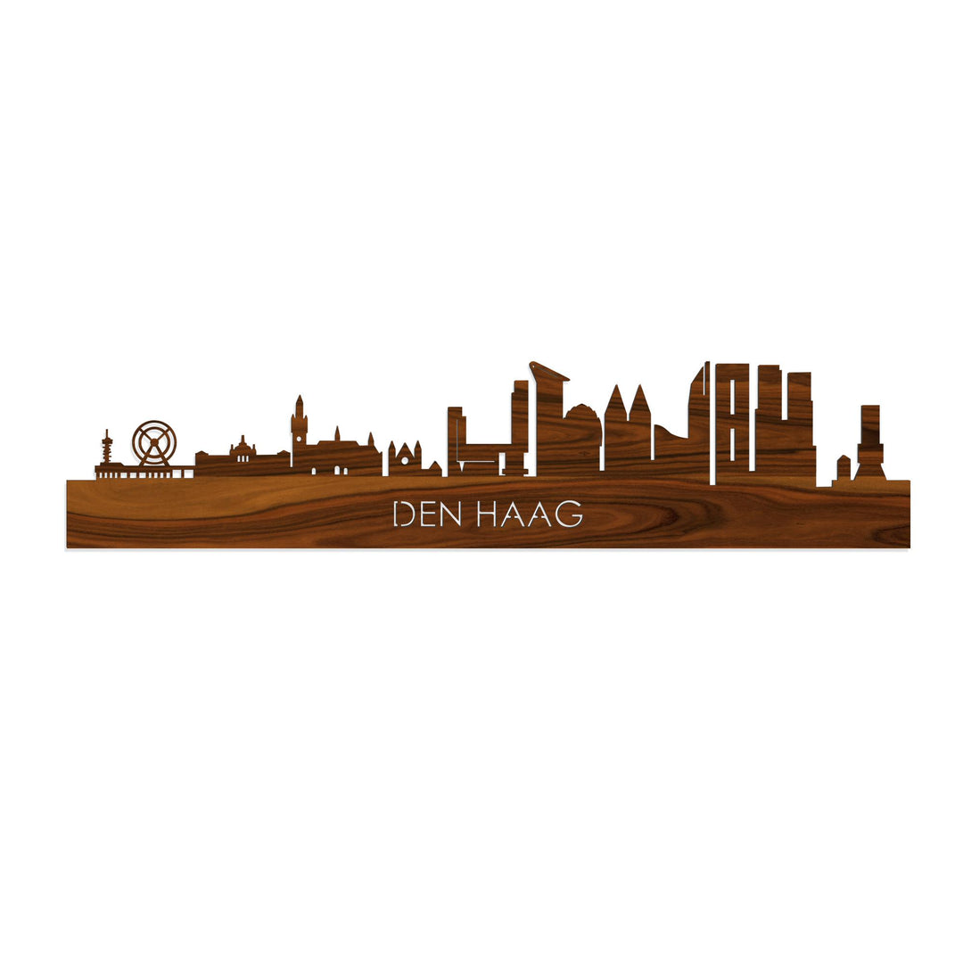 Skyline Den Haag Palissander houten cadeau decoratie relatiegeschenk van WoodWideCities