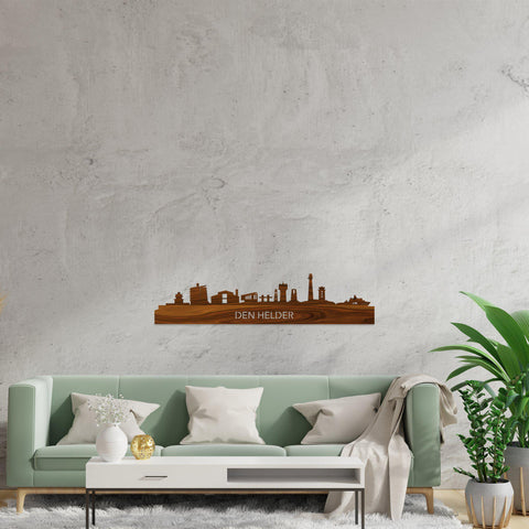 Skyline Den Helder Palissander houten cadeau decoratie relatiegeschenk van WoodWideCities