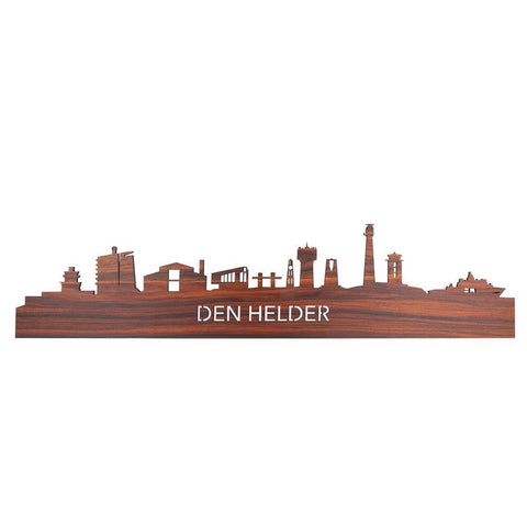 Skyline Den Helder Palissander houten cadeau decoratie relatiegeschenk van WoodWideCities