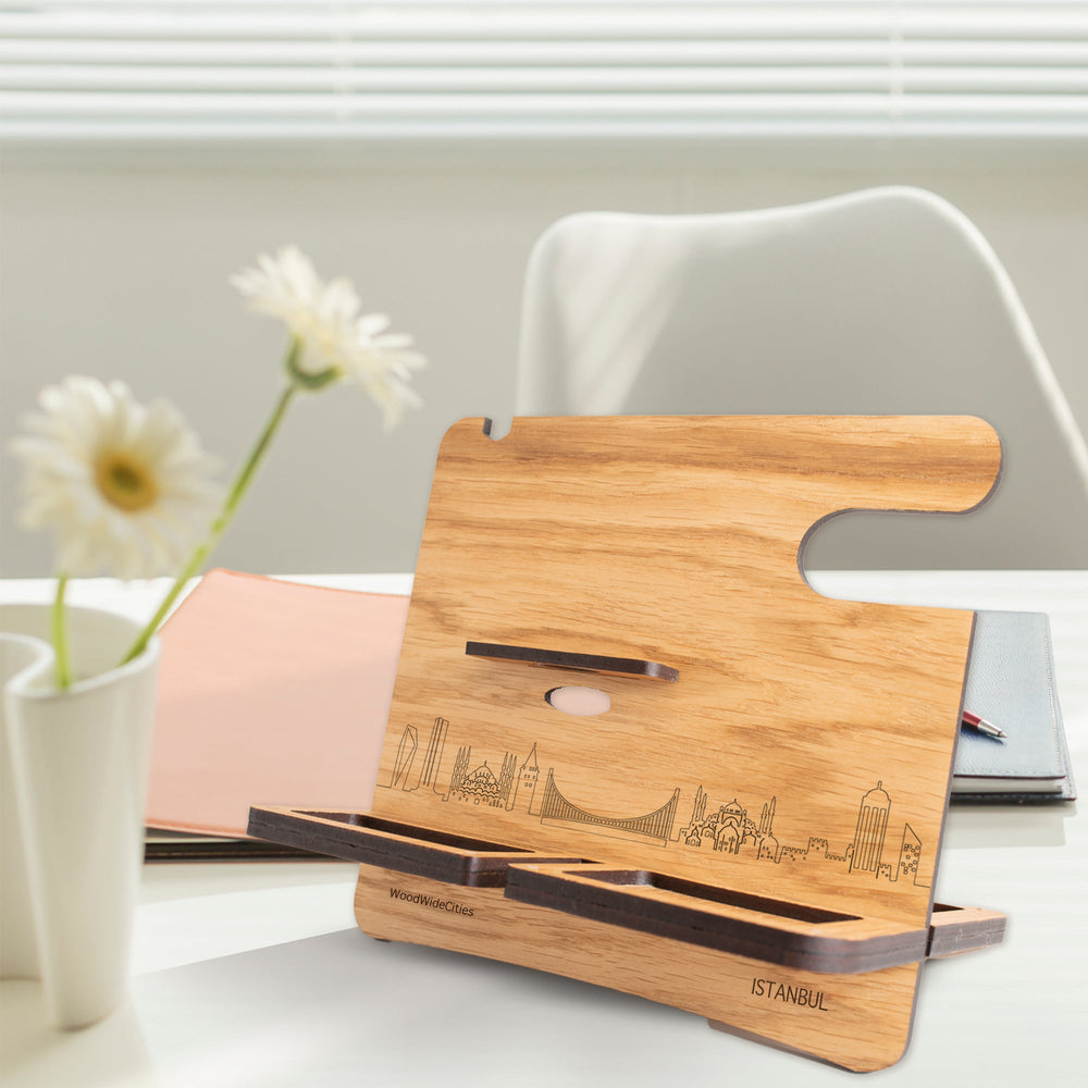 Skyline Desk Organizer Istanbul houten cadeau decoratie relatiegeschenk van WoodWideCities