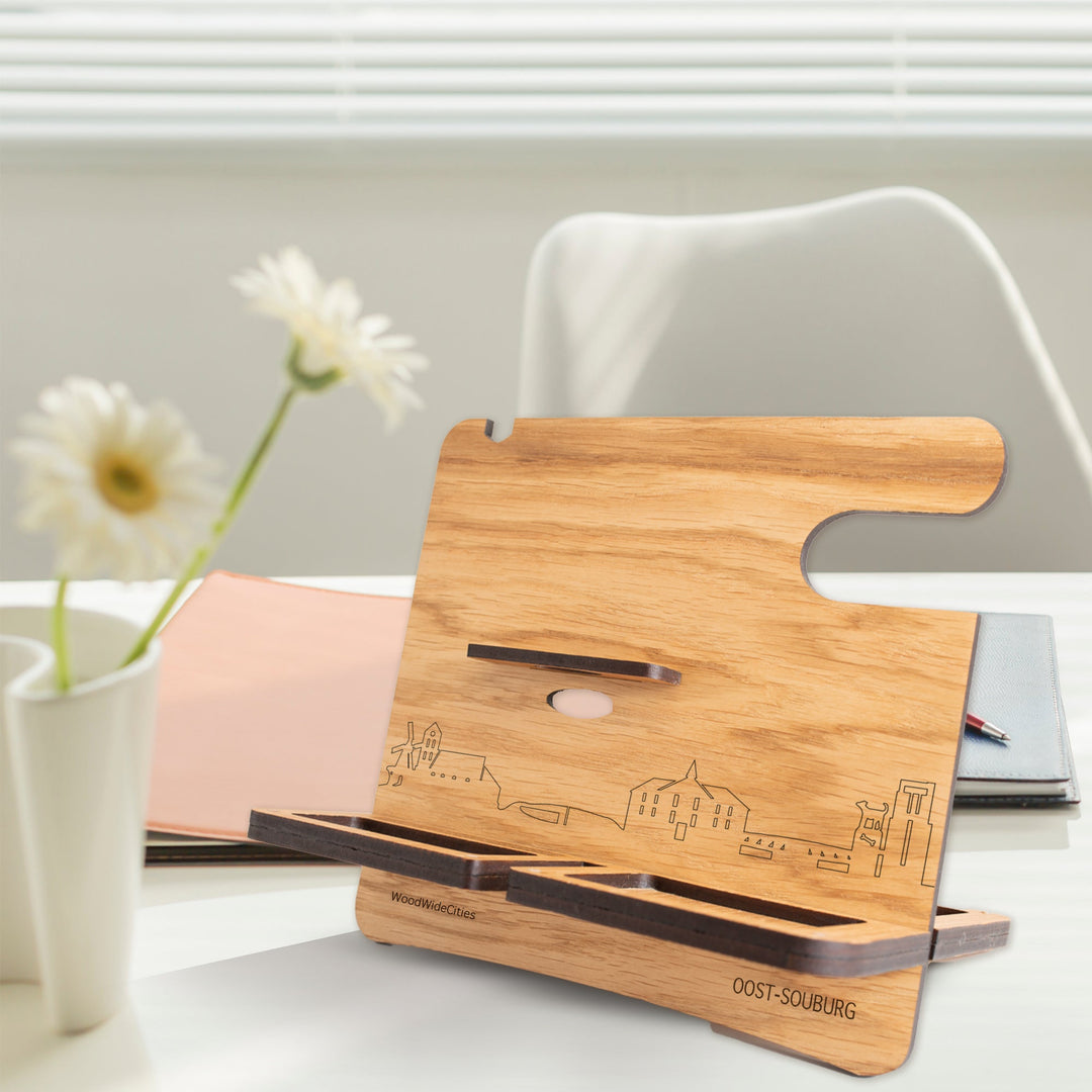 Skyline Desk Organizer Oost-Souburg houten cadeau decoratie relatiegeschenk van WoodWideCities