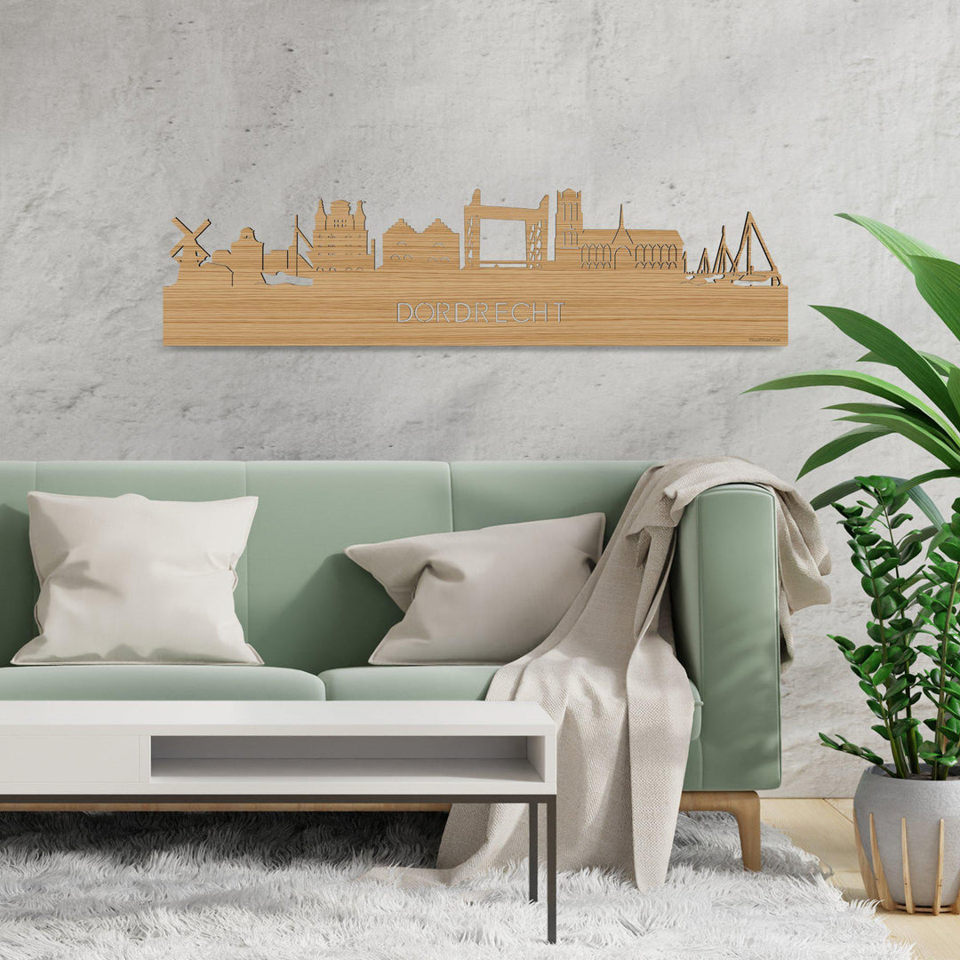 Skyline Dordrecht Bamboe houten cadeau decoratie relatiegeschenk van WoodWideCities