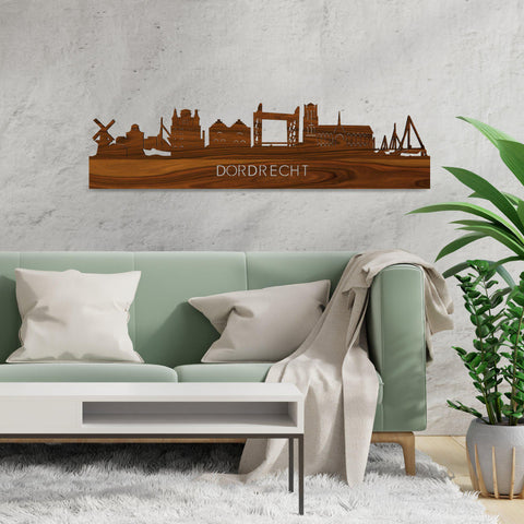 Skyline Dordrecht Palissander houten cadeau decoratie relatiegeschenk van WoodWideCities