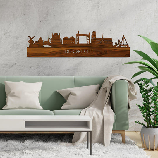 Skyline Dordrecht Palissander houten cadeau decoratie relatiegeschenk van WoodWideCities