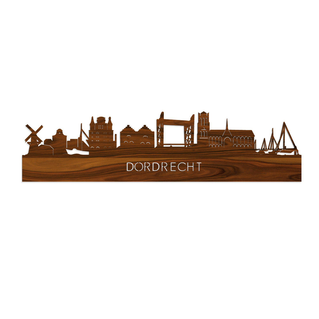 Skyline Dordrecht Palissander houten cadeau decoratie relatiegeschenk van WoodWideCities
