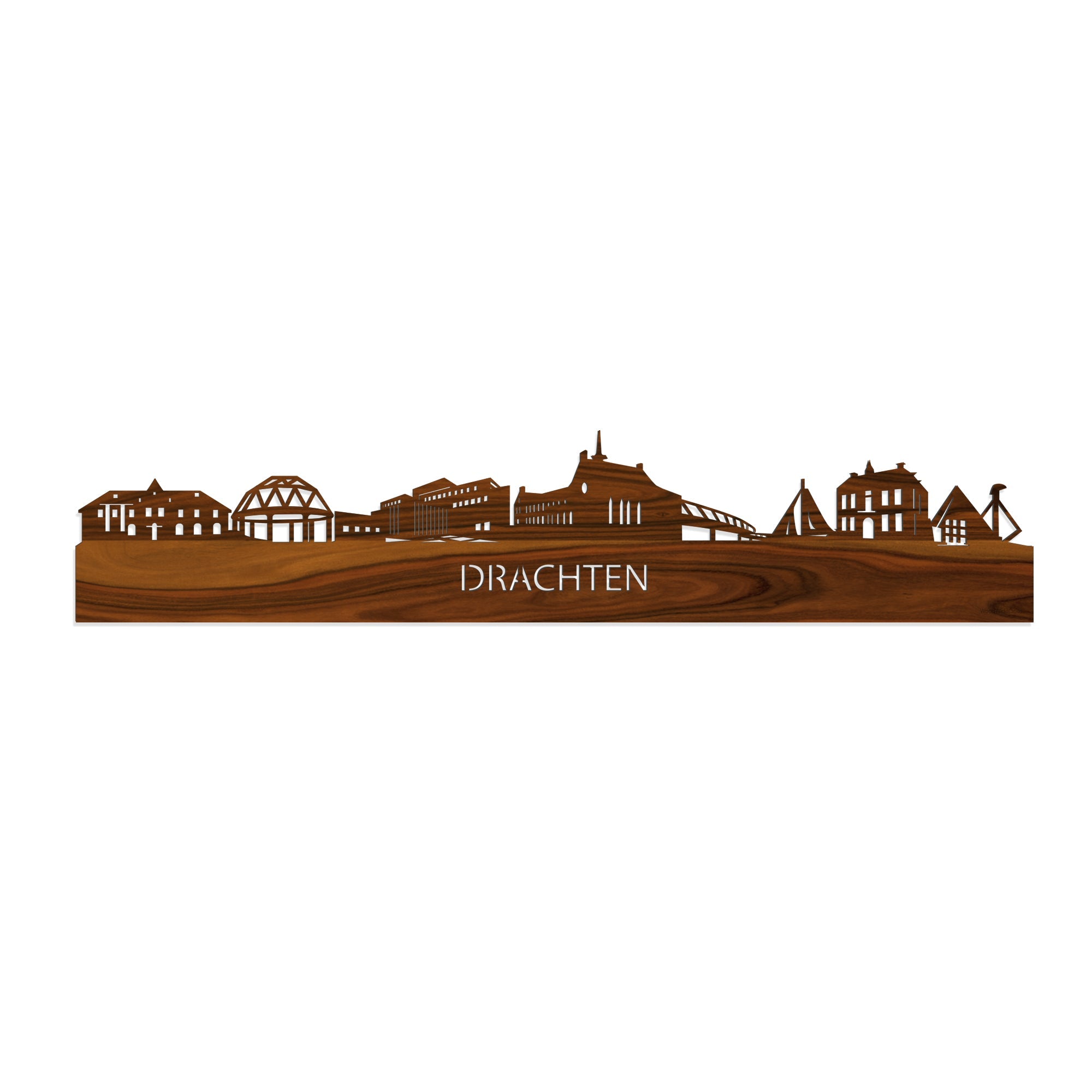Skyline Drachten Palissander houten cadeau decoratie relatiegeschenk van WoodWideCities