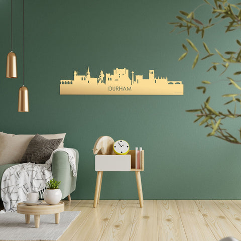 Skyline Durham Metallic Goud gerecycled kunststof cadeau decoratie relatiegeschenk van WoodWideCities