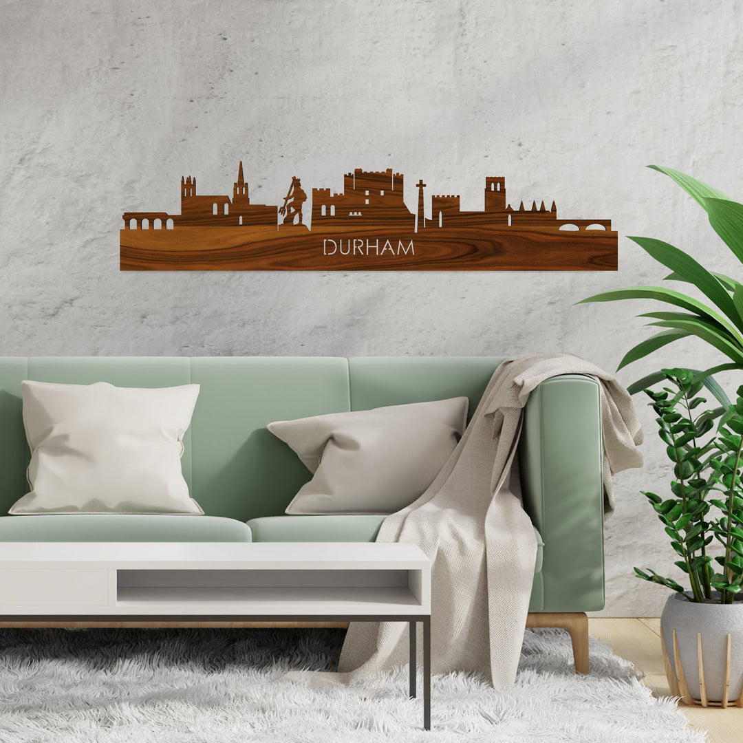 Skyline Durham Palissander houten cadeau decoratie relatiegeschenk van WoodWideCities