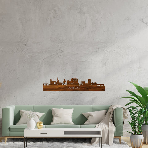 Skyline Durham Palissander houten cadeau decoratie relatiegeschenk van WoodWideCities