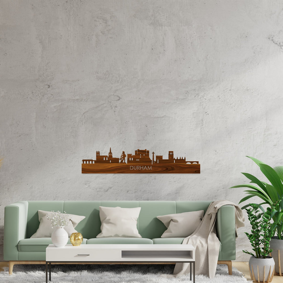 Skyline Durham Palissander houten cadeau decoratie relatiegeschenk van WoodWideCities