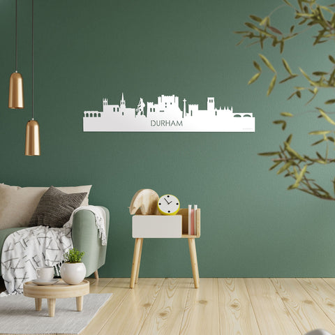 Skyline Durham Wit glanzend gerecycled kunststof cadeau decoratie relatiegeschenk van WoodWideCities