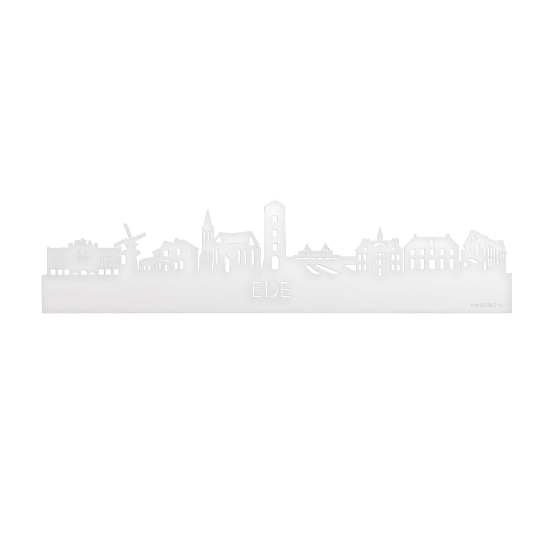 Skyline Ede Wit glanzend gerecycled kunststof cadeau decoratie relatiegeschenk van WoodWideCities