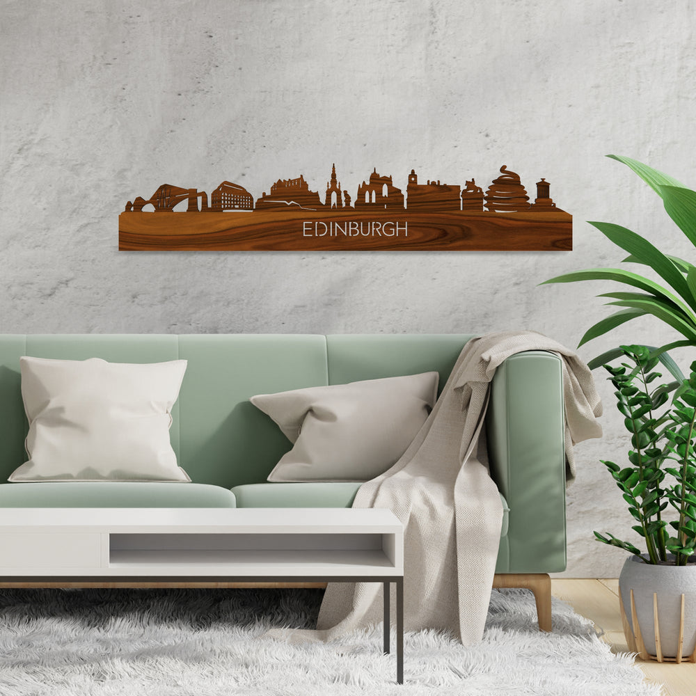 Skyline Edinburgh Palissander houten cadeau decoratie relatiegeschenk van WoodWideCities