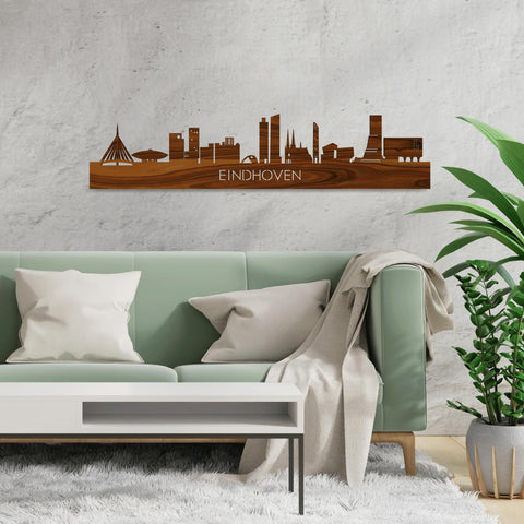 Skyline Eindhoven Palissander houten cadeau decoratie relatiegeschenk van WoodWideCities