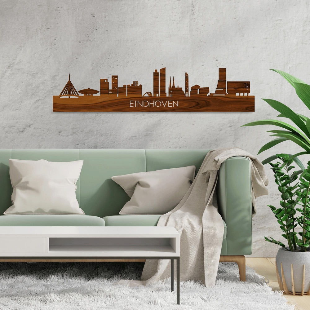 Skyline Eindhoven Palissander houten cadeau decoratie relatiegeschenk van WoodWideCities