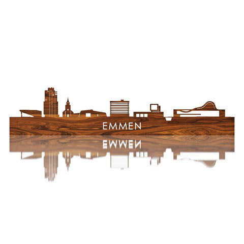Skyline Emmen Palissander houten cadeau decoratie relatiegeschenk van WoodWideCities