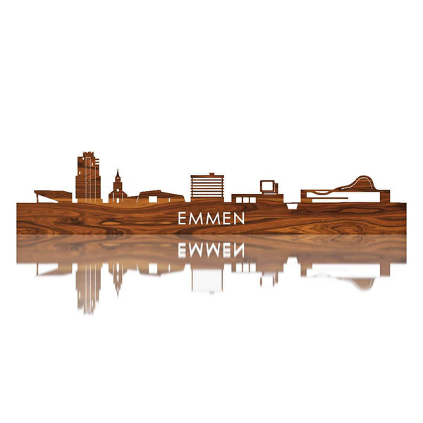 Skyline Emmen Palissander houten cadeau decoratie relatiegeschenk van WoodWideCities