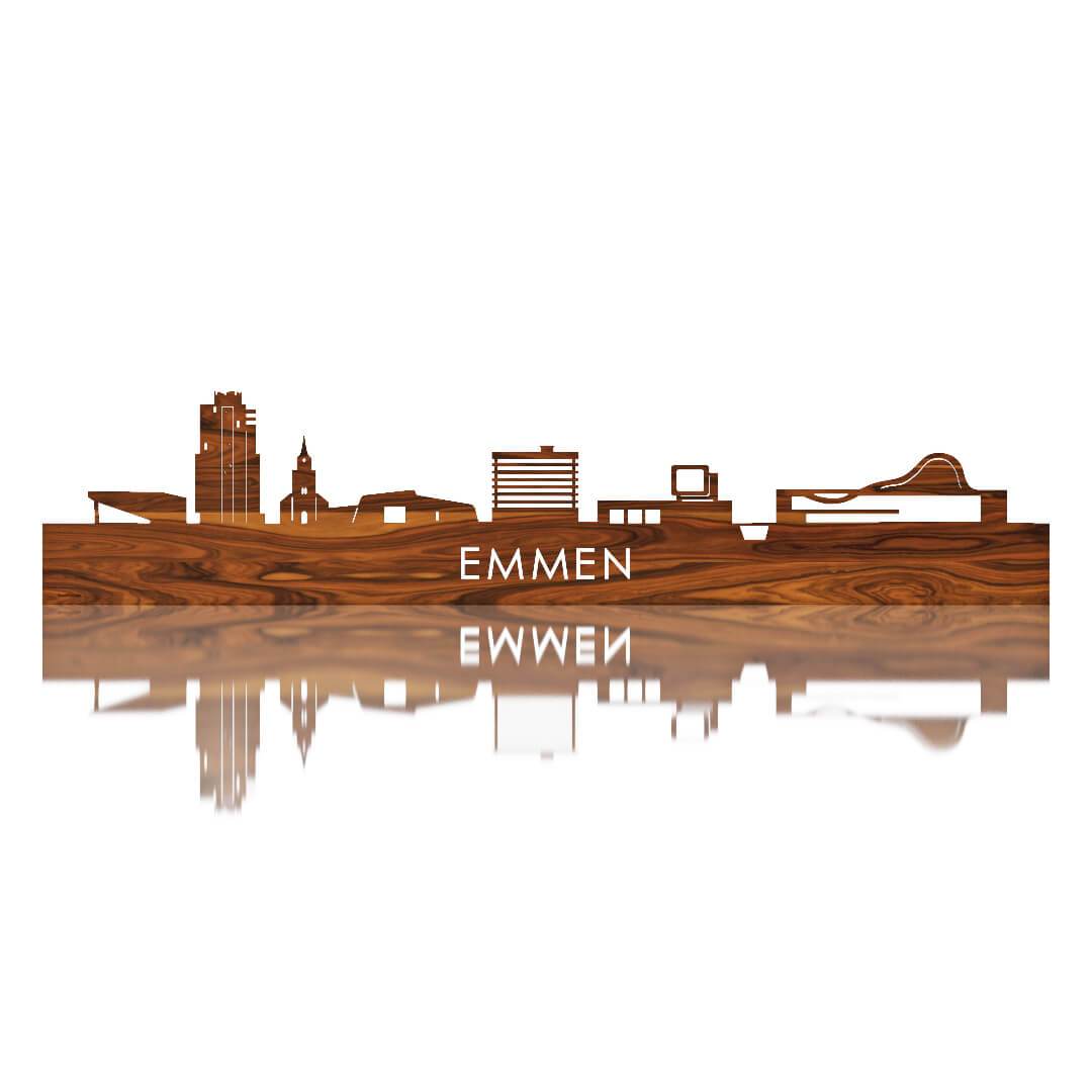Skyline Emmen Palissander houten cadeau decoratie relatiegeschenk van WoodWideCities