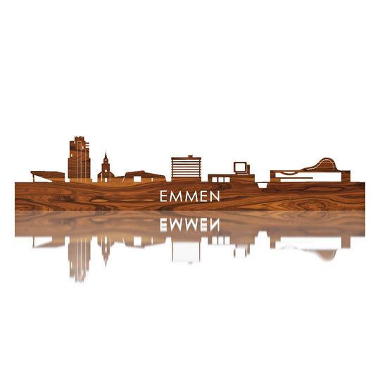 Skyline Emmen Palissander houten cadeau decoratie relatiegeschenk van WoodWideCities