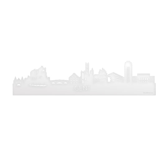 Skyline Gent Wit glanzend gerecycled kunststof cadeau decoratie relatiegeschenk van WoodWideCities