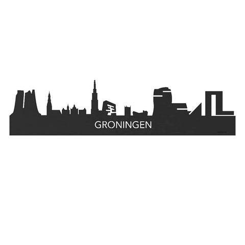 Skyline Groningen Black houten cadeau decoratie relatiegeschenk van WoodWideCities
