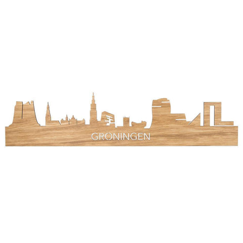 Skyline Groningen Eiken houten cadeau decoratie relatiegeschenk van WoodWideCities