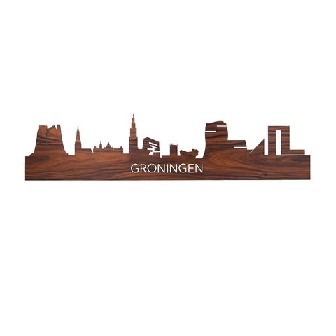 Skyline Groningen Palissander houten cadeau decoratie relatiegeschenk van WoodWideCities