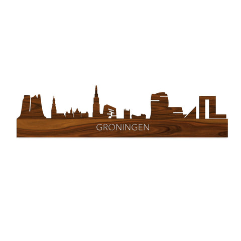 Skyline Groningen Palissander houten cadeau decoratie relatiegeschenk van WoodWideCities