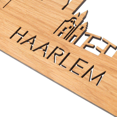 Skyline Haarlem Eiken houten cadeau decoratie relatiegeschenk van WoodWideCities